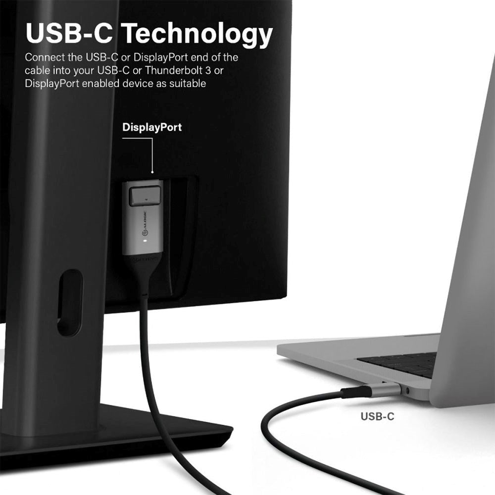 ALOGIC USB-C til DisplayPort 4K 60Hz Kabel - 2 Meter - Svart