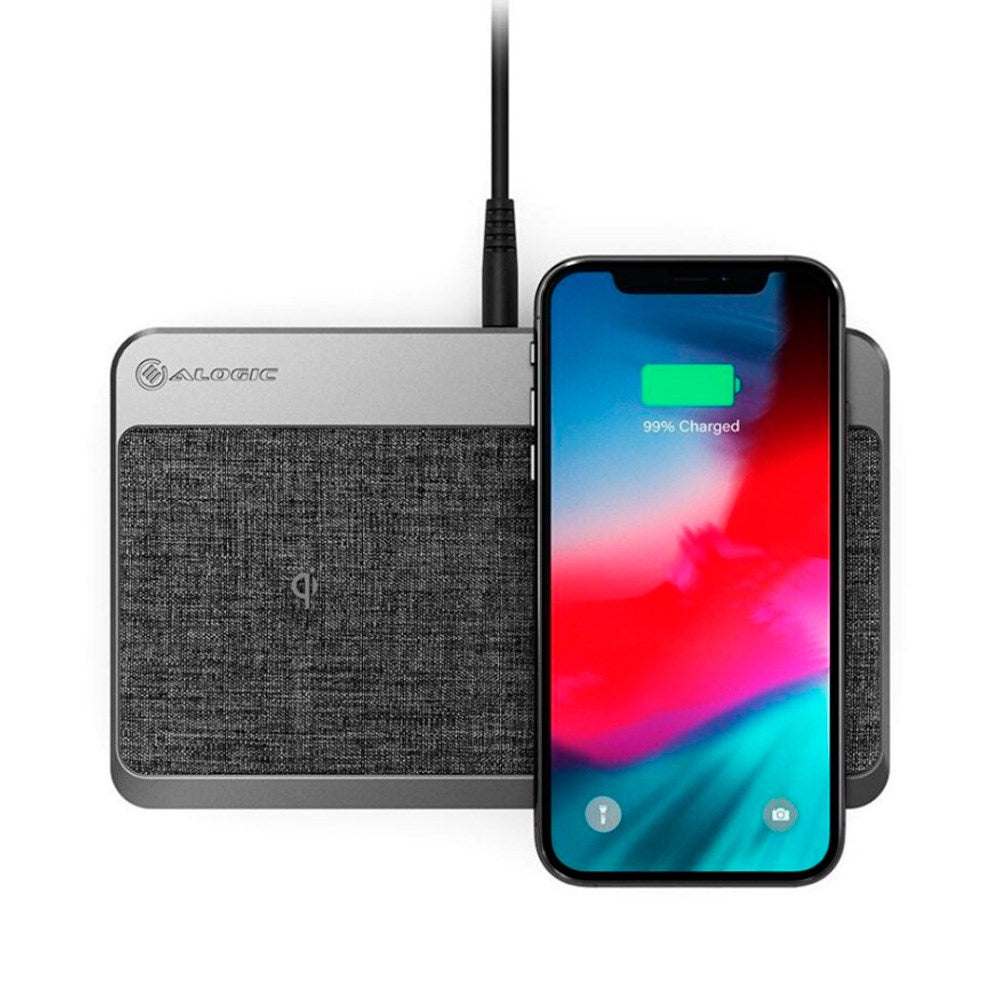 ALOGIC Power Hub Ladestasjon - 2 x Trådløs Ladepute / 1 x USB-C og 1 x USB-A - Grå