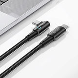 Tech-Protect Ultraboost Vinklet USB-C til USB-C Kabel 60W/6A 1m - Svart