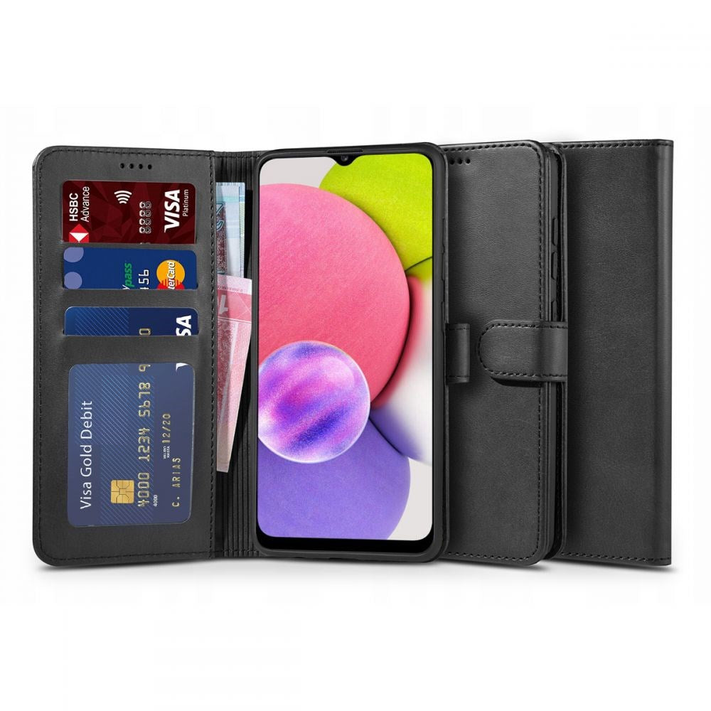 Samsung Galaxy A03s Tech-Protect Wallet 2 PU Skinn Deksel med Lommebok - Svart