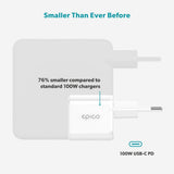 Epico UltraBoost Micro 100W Vegglader med USB-C - Hvit