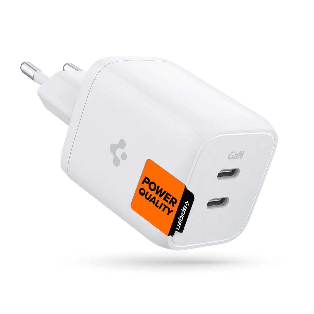 Spigen Quantum Boost ArcStation GaN 65W Vegglader med 2 x USB-C - Hvit