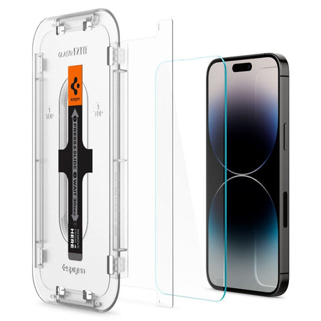 iPhone 14 Pro Spigen EZ Fit Glas.tR Skjermbeskytter 2. Stk - Case Friendly - Gjennomsiktig