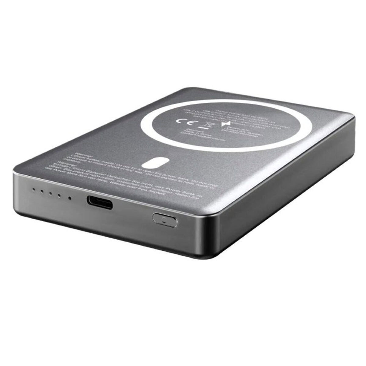 Denver PQCW-10015 Magnetisk Trådløs PowerBank - 15W / 10.000 mAh - MagSafe Kompatibel - Grå