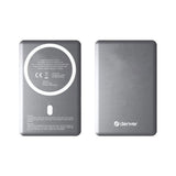 Denver PQCW-10015 Magnetisk Trådløs PowerBank - 15W / 10.000 mAh - MagSafe Kompatibel - Grå