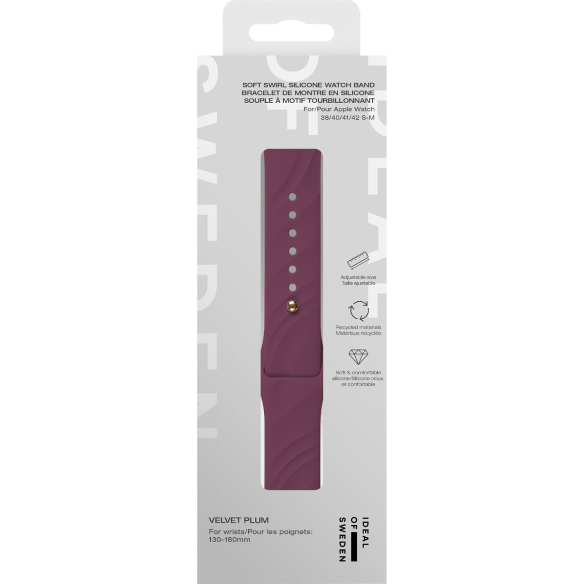 Apple Watch (38/40/SE/41/42mm) iDeal of Sweden Soft Swirl Silikon Klokkerem - Størrelse S/M - Velvet Plum
