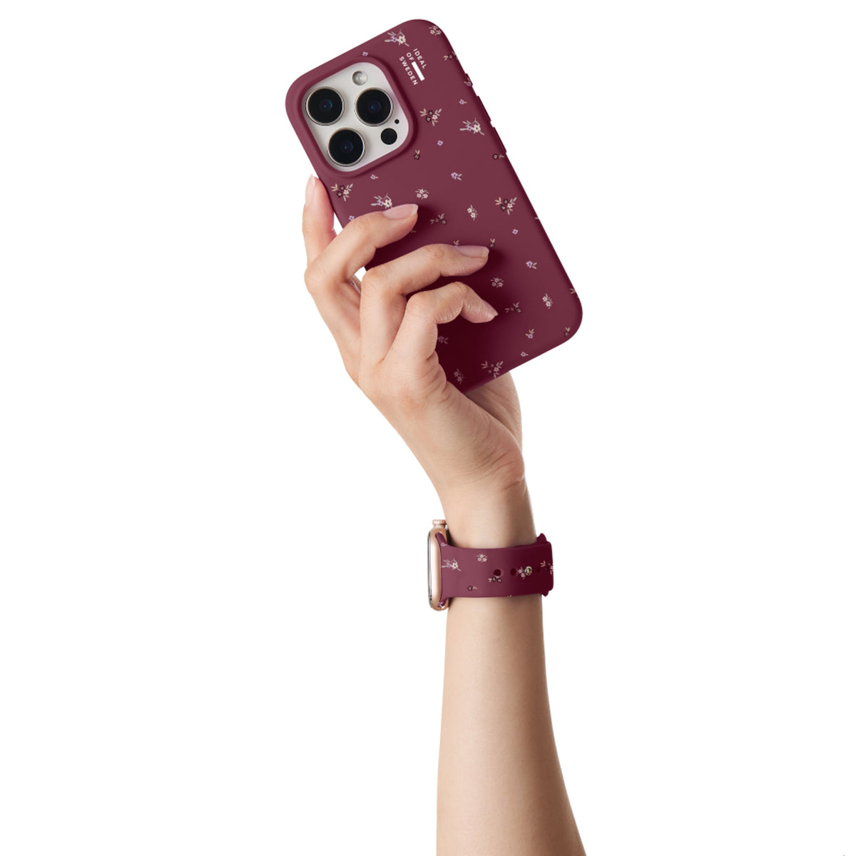 Apple Watch (42/44/SE/45/46/49mm) iDeal of Sweden Silikon Klokkerem - Størrelse M/L - Fine Wine Bloom