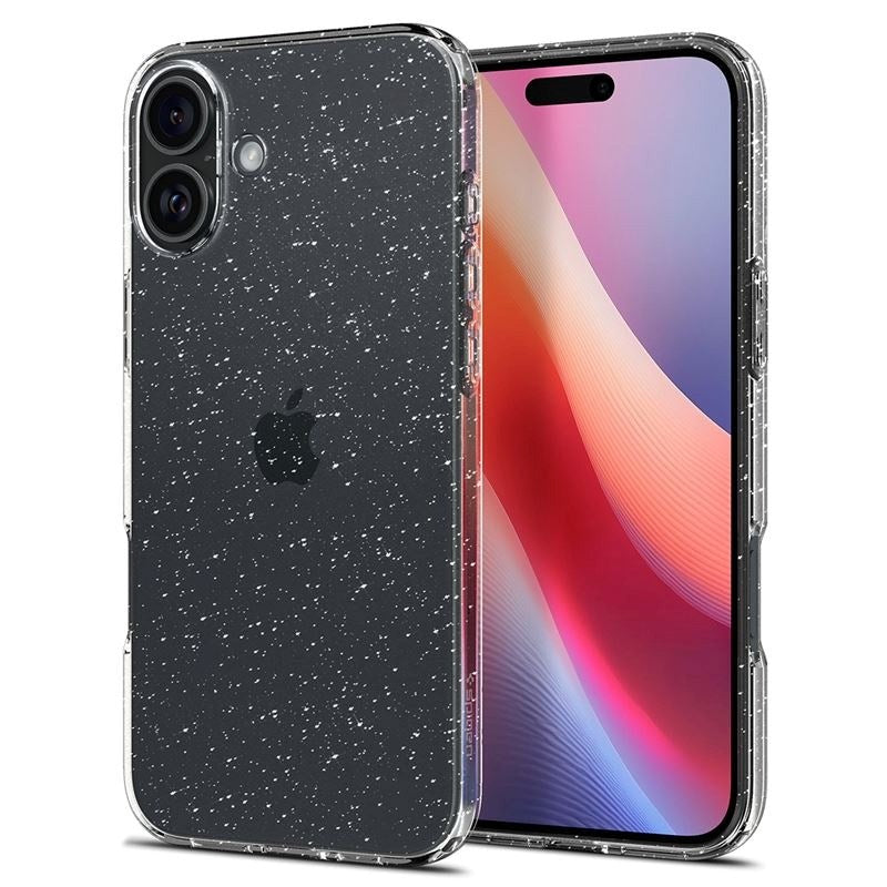 iPhone 16 Plus Spigen Liquid Crystal Glitter Deksel - Gjennomsiktig