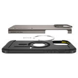 iPhone 16 Pro Spigen Tough Armor Deksel med Stativ - MagSafe Kompatibelt - Gunmetal