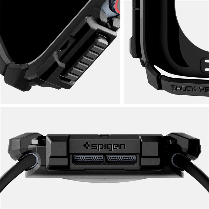 Apple Watch 10 (42mm) Spigen Rugged Armor Deksel - Fleksibel Plast - Svart