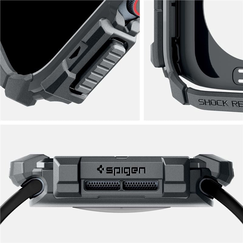 Apple Watch 10 (46mm) Spigen Rugged Armor Deksel - Fleksibel Plast - Mørkegrå