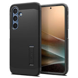 Samsung Galaxy S25 Spigen Tough Armor Hybrid Deksel m. Stativfunksjon - MagSafe Kompatibel - Svart