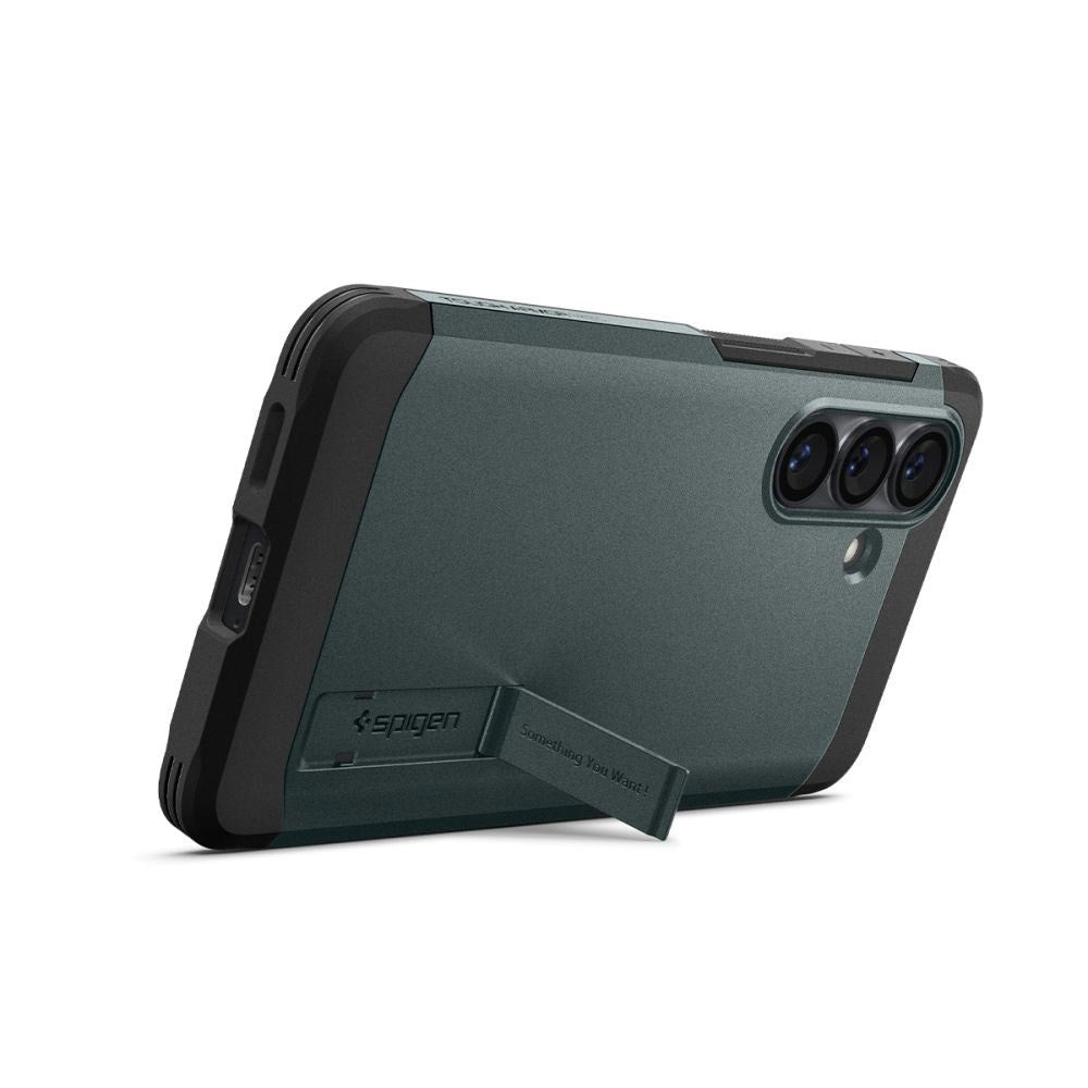 Samsung Galaxy S26+ (Plus) Spigen Tough Armor Hybrid Deksel m. Stativfunksjon - MagSafe Kompatibel - Grønn