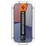 iPhone 16 Plus Spigen EZ Fit Glas.tR Skjermbeskytter 2. Stk - Privacy Filter - Case Friendly - Gjennomsiktig