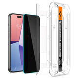 iPhone 16 Plus Spigen EZ Fit Glas.tR Skjermbeskytter 2. Stk - Privacy Filter - Case Friendly - Gjennomsiktig