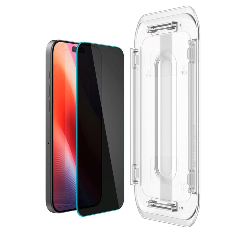 iPhone 16 Pro Max Spigen EZ Fit Glas.tR Skjermbeskytter 2. Stk - Privacy Filter - Case Friendly - Gjennomsiktig