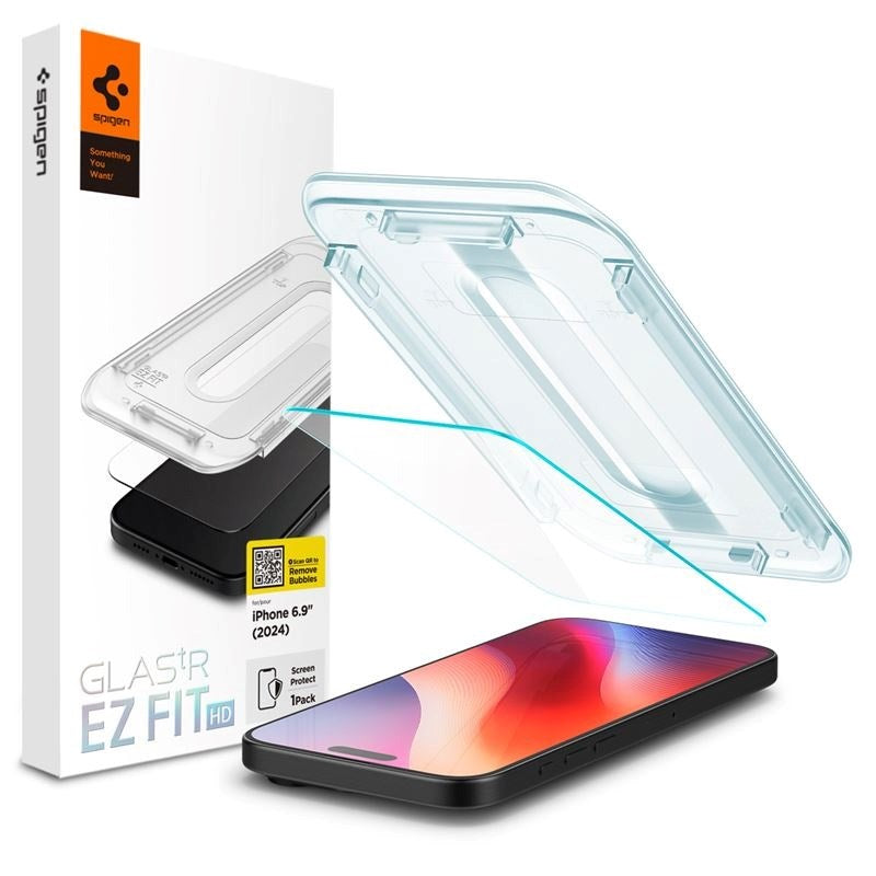 iPhone 16 Pro Max Spigen EZ Fit Glas.tR Skjermbeskytter - Case Friendly - Gjennomsiktig