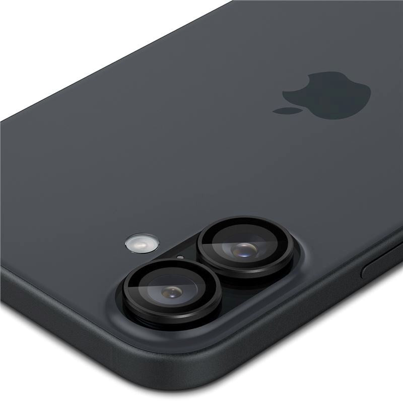 iPhone 16 / 16 Plus Spigen EZ Fit. tR Optik Pro Kameralinsebeskyttelse - 2 Stk - Gjennomsiktig / Svart