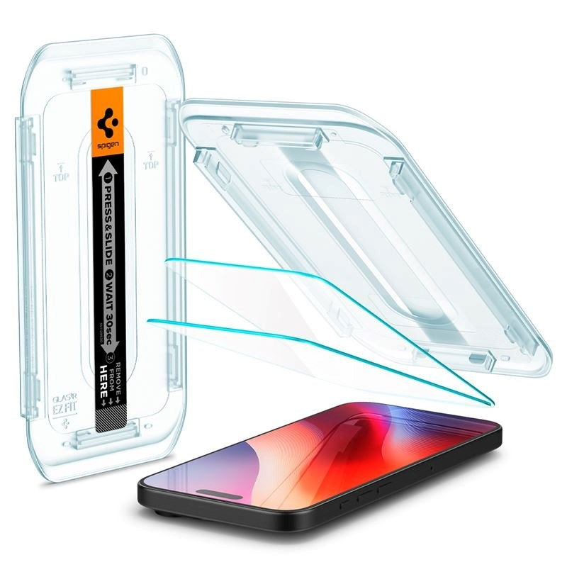 iPhone 16 Pro Spigen EZ Fit Glas.tR Skjermbeskytter 2. Stk - Case Friendly - Gjennomsiktig