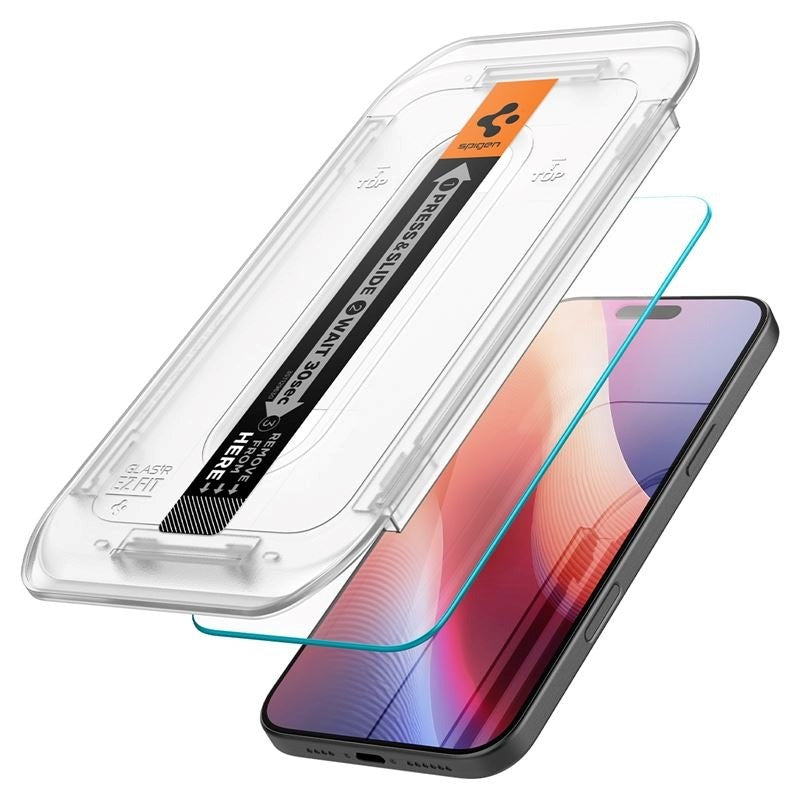 iPhone 16 Pro Spigen EZ Fit Glas.tR Skjermbeskytter - Case Friendly - Gjennomsiktig