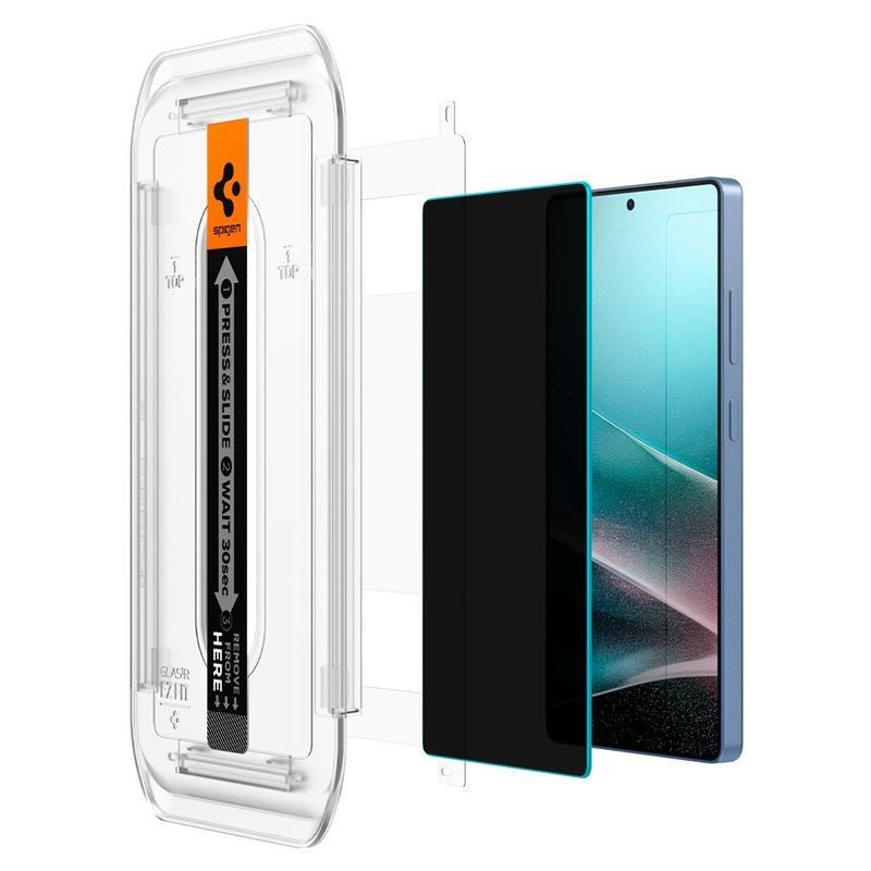 Samsung Galaxy S25 Ultra Spigen Glass tR EZ Fit HD Skjermbeskyttelsesglass - Privacy - 2 stk - Gjennomsiktig