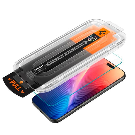 iPhone 17 / 17 Pro / 16 Pro Spigen Glass tR EZ Fit Pro HD Skjermbeskyttelsesglass - Privacy Funksjon - Gjennomsiktig