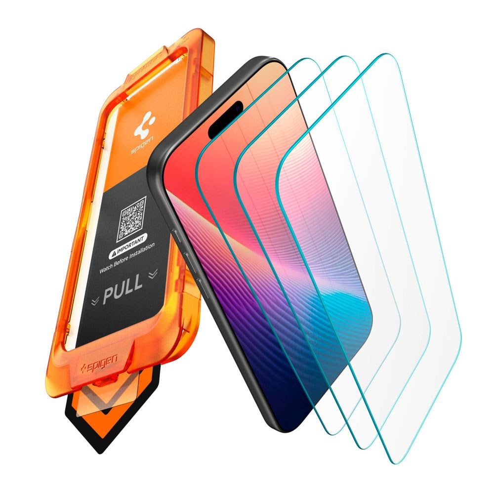 iPhone 17 Pro Spigen Skjermbeskytter med AlignMaster - 3 stk. - Gjennomsiktig