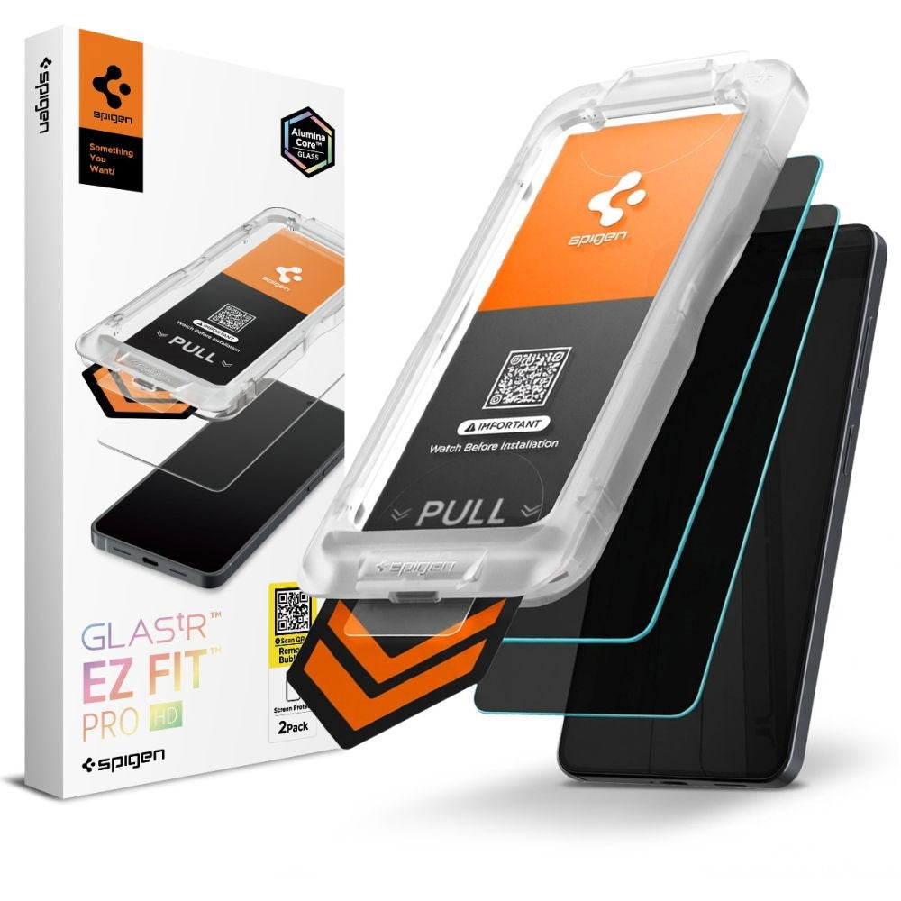 Samsung Galaxy S26+ (Plus) Spigen Glass tR EZ Fit Pro HD Skjermbeskyttelsesglass - Privacy Funksjon - 2 stk - Gjennomsiktig