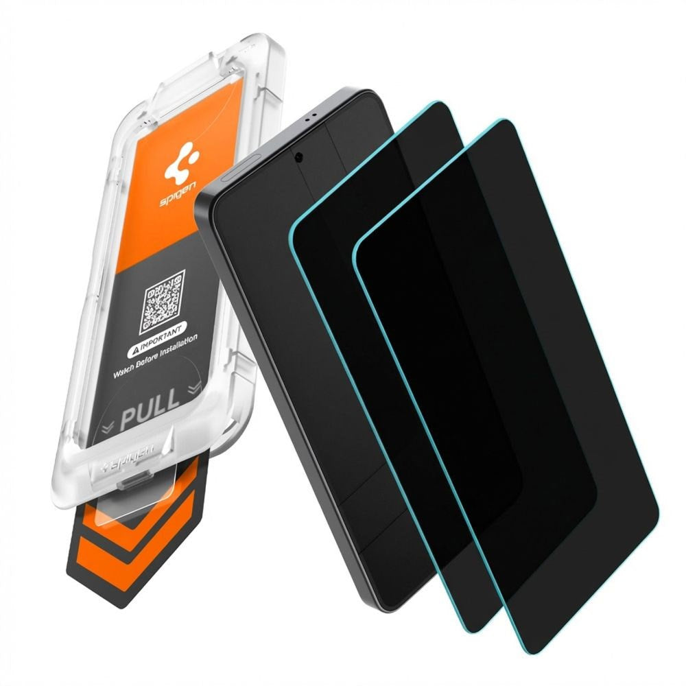 Samsung Galaxy S26 Spigen Glass tR EZ Fit Pro HD Skjermbeskyttelsesglass - Privacy Funksjon - 2 stk - Gjennomsiktig