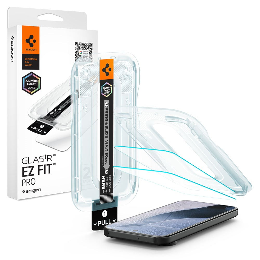 Google Pixel 11 / 11 Pro Spigen Glass tR EZ Fit Pro Skjermbeskyttelsesglass - 2 stk. - Gjennomsiktig
