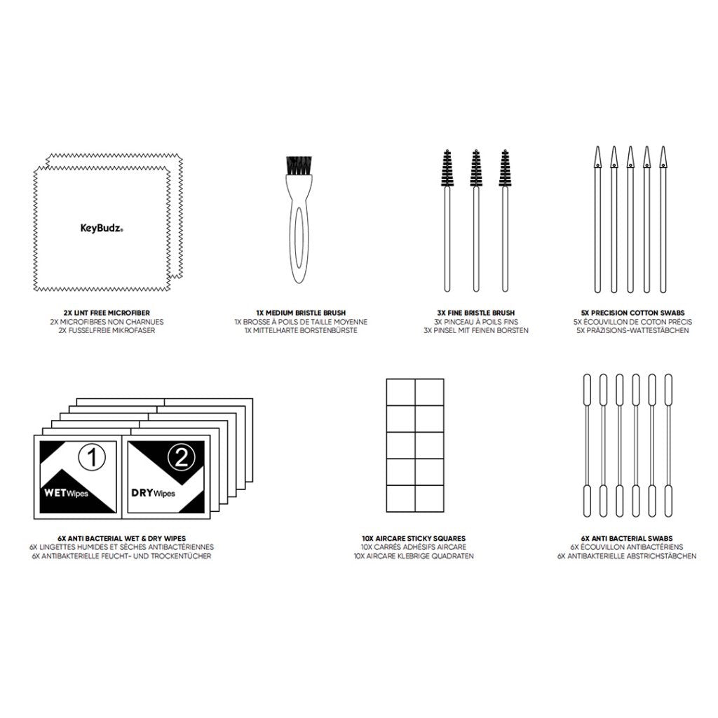 KeyBudz Rengjøringssett for Hodetelefoner & Mobil & Tastatur