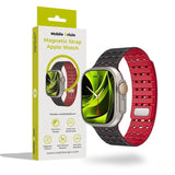 Apple Watch (42/44/SE/45/46/49mm) Mobile Origin Magnetisk Silikon Rem - Svart / Rød