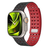 Apple Watch (42/44/SE/45/46/49mm) Mobile Origin Magnetisk Silikon Rem - Svart / Rød