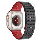 Apple Watch (42/44/SE/45/46/49mm) Mobile Origin Magnetisk Silikon Rem - Svart / Rød