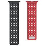 Apple Watch (42/44/SE/45/46/49mm) Mobile Origin Magnetisk Silikon Rem - Svart / Rød