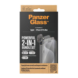 iPhone 15 Pro Max PanzerGlass 2-i-1 Bundle m. EasyAligner - Skjermbeskyttelse (UWF) / Kamerabeskyttelse - Gjennomsiktig / Svart