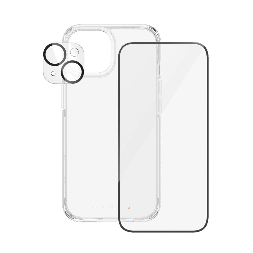 iPhone 15 PanzerGlass 3-i-1 Bundle m. EasyAligner - Skjermbeskyttelse (UWF) / Deksel / Kamerabeskyttelse - Gjennomsiktig / Svart