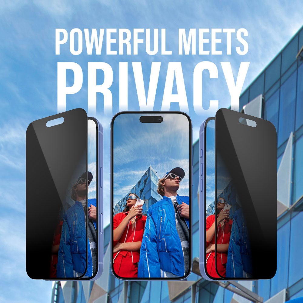 iPhone 16 Pro PanzerGlass 3-i-1 Bundle m. EasyAligner - Privacy Skjermbeskyttelse (UWF) / Deksel / Kamerabeskyttelse - Gjennomsiktig / Svart