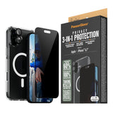 iPhone 16 Plus PanzerGlass 3-i-1 Bundle m. EasyAligner - Privacy Skjermbeskyttelse (UWF) / Deksel / Kamerabeskyttelse - Gjennomsiktig / Svart