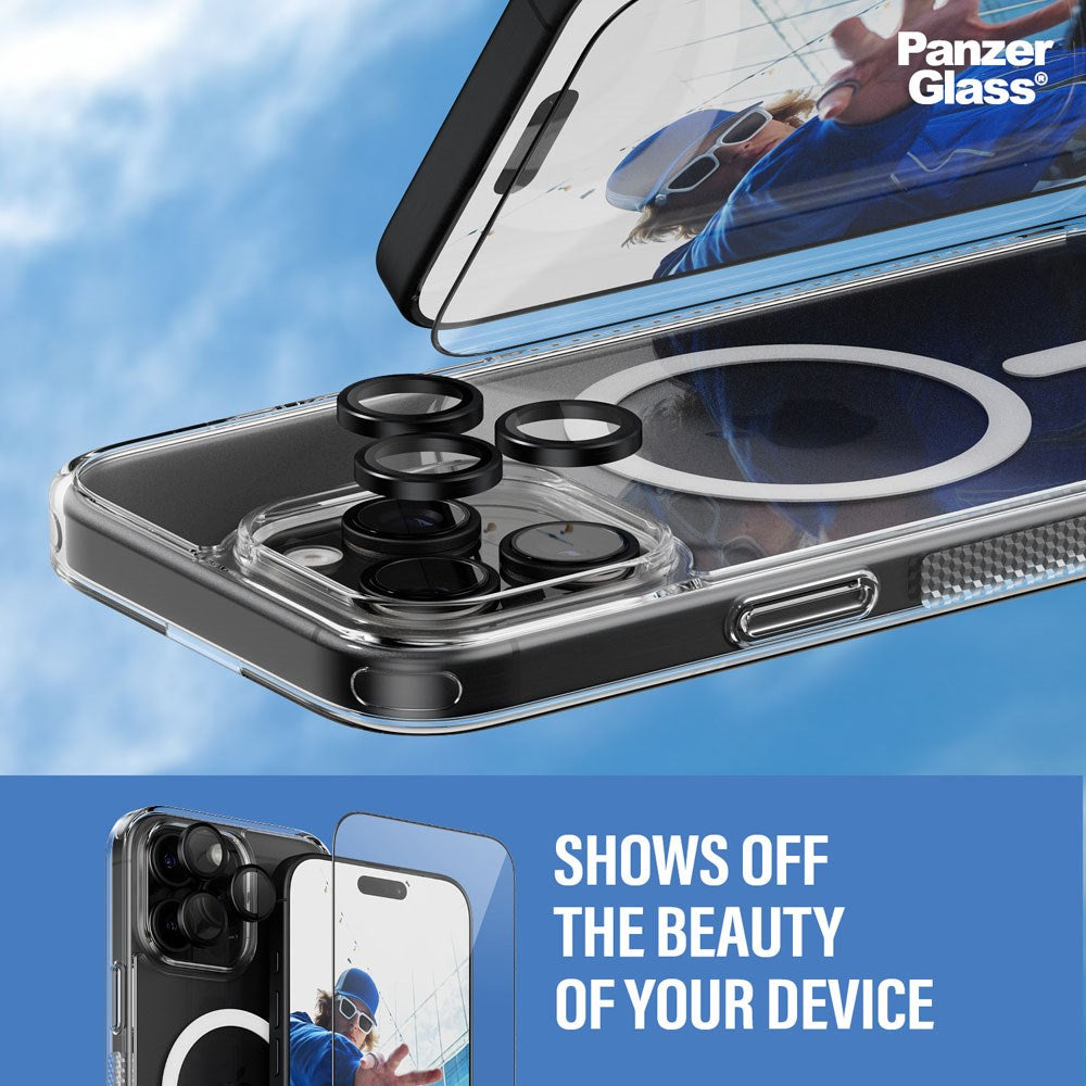 iPhone 16 Pro Max PanzerGlass 3-i-1 Bundle m. EasyAligner - Skjermbeskyttelse (UWF) / Deksel / Kamerabeskyttelse - Gjennomsiktig / Svart