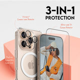 CARE By PanzerGlass iPhone 16 Pro 3-i-1 FLAGSHIP MagSafe Bundle - Skjermbeskyttelse (UWF) / Deksel / Kamerabeskyttelse - Gjennomsiktig / Hvit