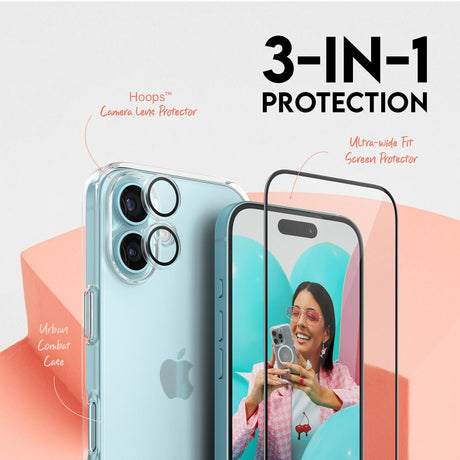 CARE By PanzerGlass iPhone 16 3-i-1 FLAGSHIP Bundle - Skjermbeskyttelse (UWF) / Deksel / Kamerabeskyttelse - Gjennomsiktig
