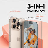 CARE By PanzerGlass iPhone 16 Pro 3-i-1 FLAGSHIP Bundle - Skjermbeskyttelse (UWF) / Deksel / Kamerabeskyttelse - Gjennomsiktig