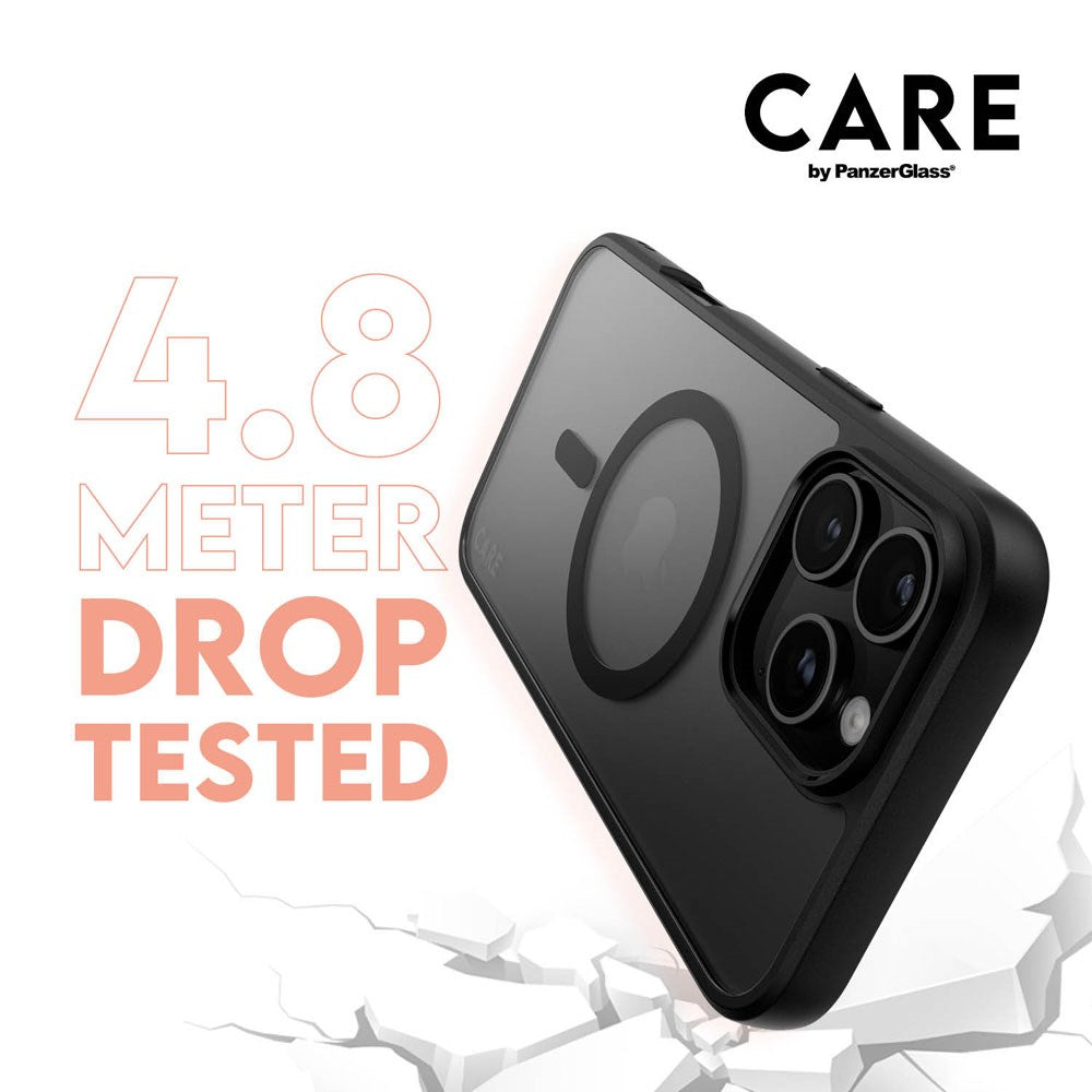 CARE By PanzerGlass iPhone 16 Pro Max 3-i-1 FLAGSHIP MagSafe Bundle - Privacy Skjermbeskyttelse (UWF) / Deksel / Kamerabeskyttelse - Gjennomsiktig / Svart