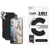 CARE By PanzerGlass iPhone 16 Plus 3-i-1 FASHION Bundle - Skjermbeskyttelse (UWF) / Deksel / Kamerabeskyttelse - Gjennomsiktig / Svart