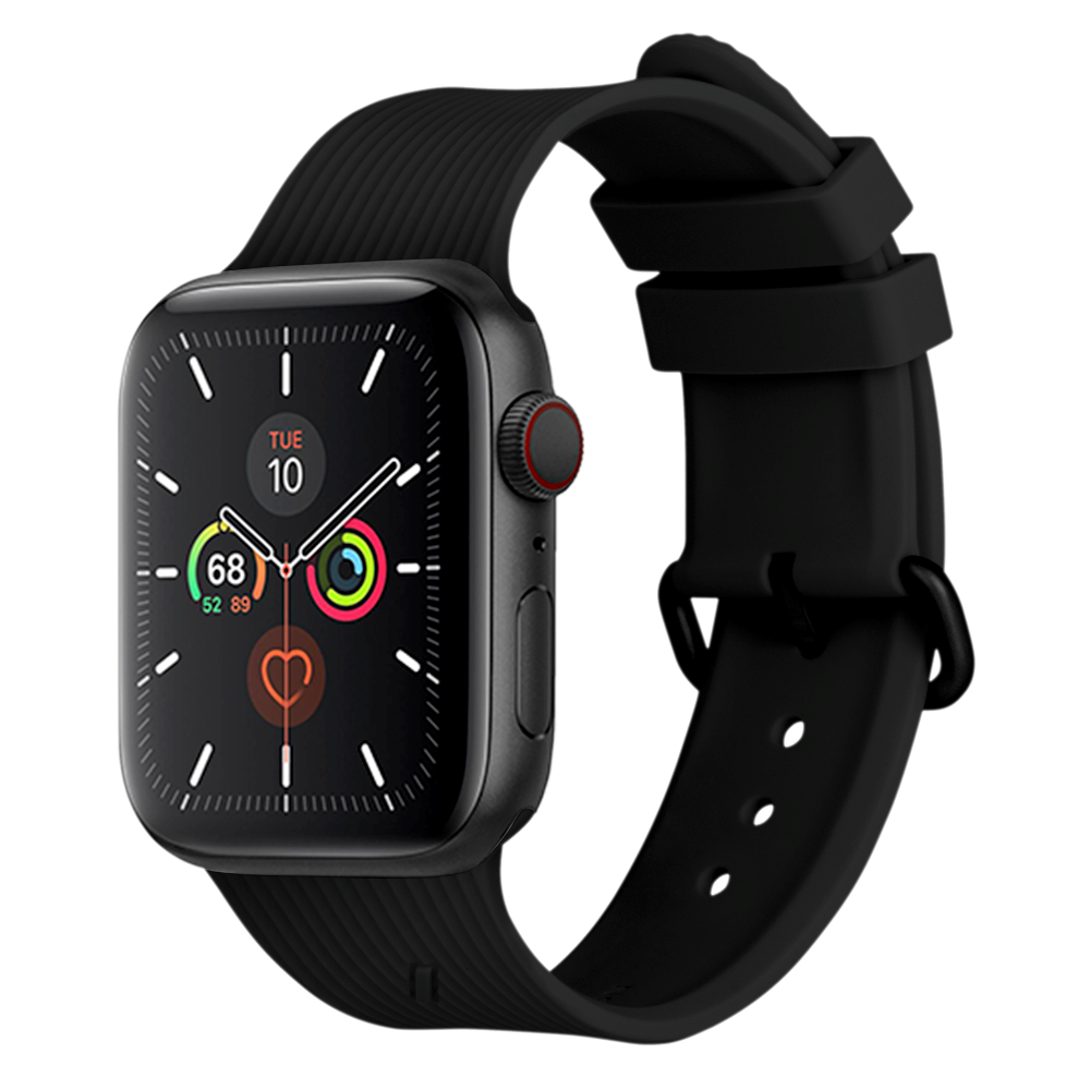 Apple Watch (42/44/SE/45/46/49mm) Native Union Curve Strap Black Silikonstropp - Svart