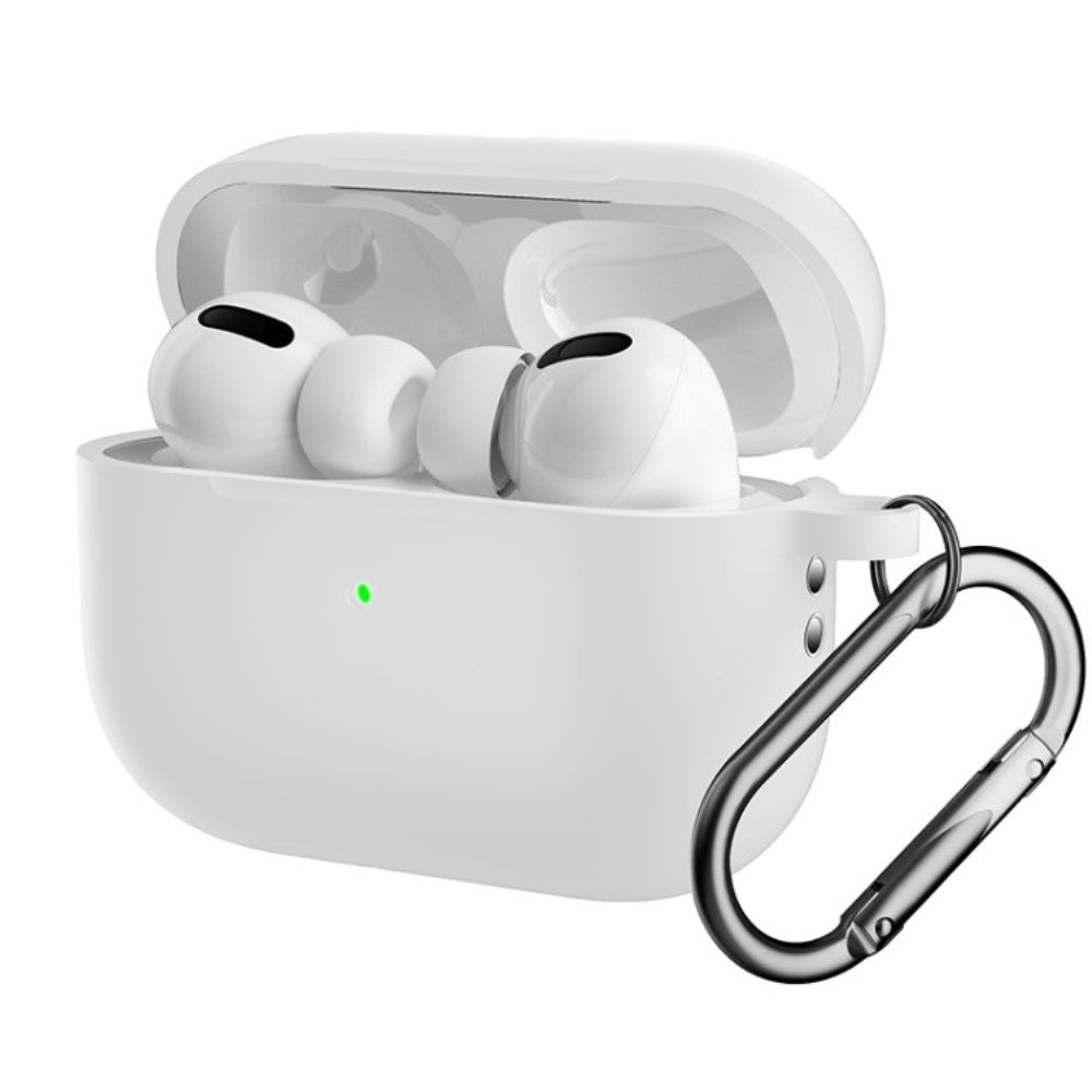 Apple Airpods Pro 2nd Gen (2022) Silikondeksel med Karabinkrok - Hvid