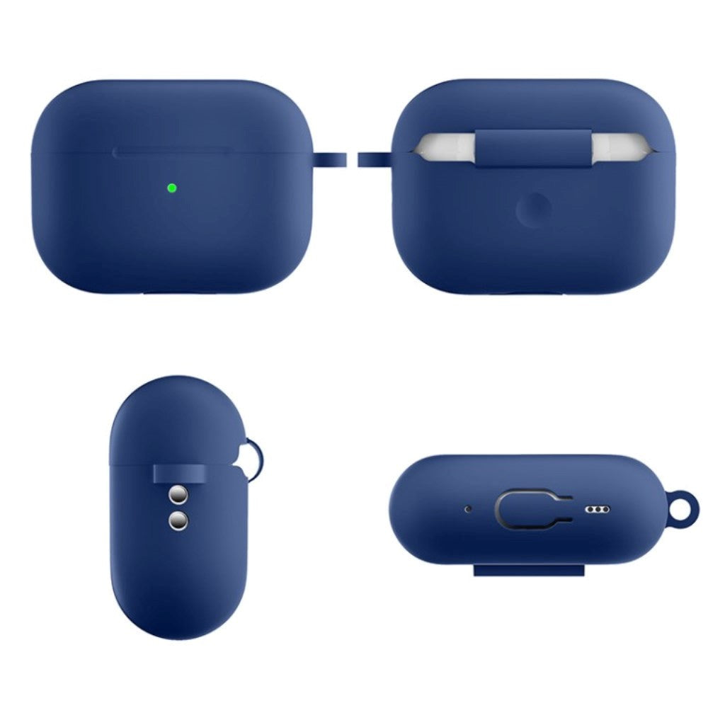 Apple Airpods Pro 2nd Gen (2022) Silikondeksel med Karabinkrok - Mørke blå