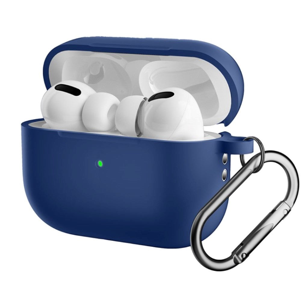 Apple Airpods Pro 2nd Gen (2022) Silikondeksel med Karabinkrok - Mørke blå