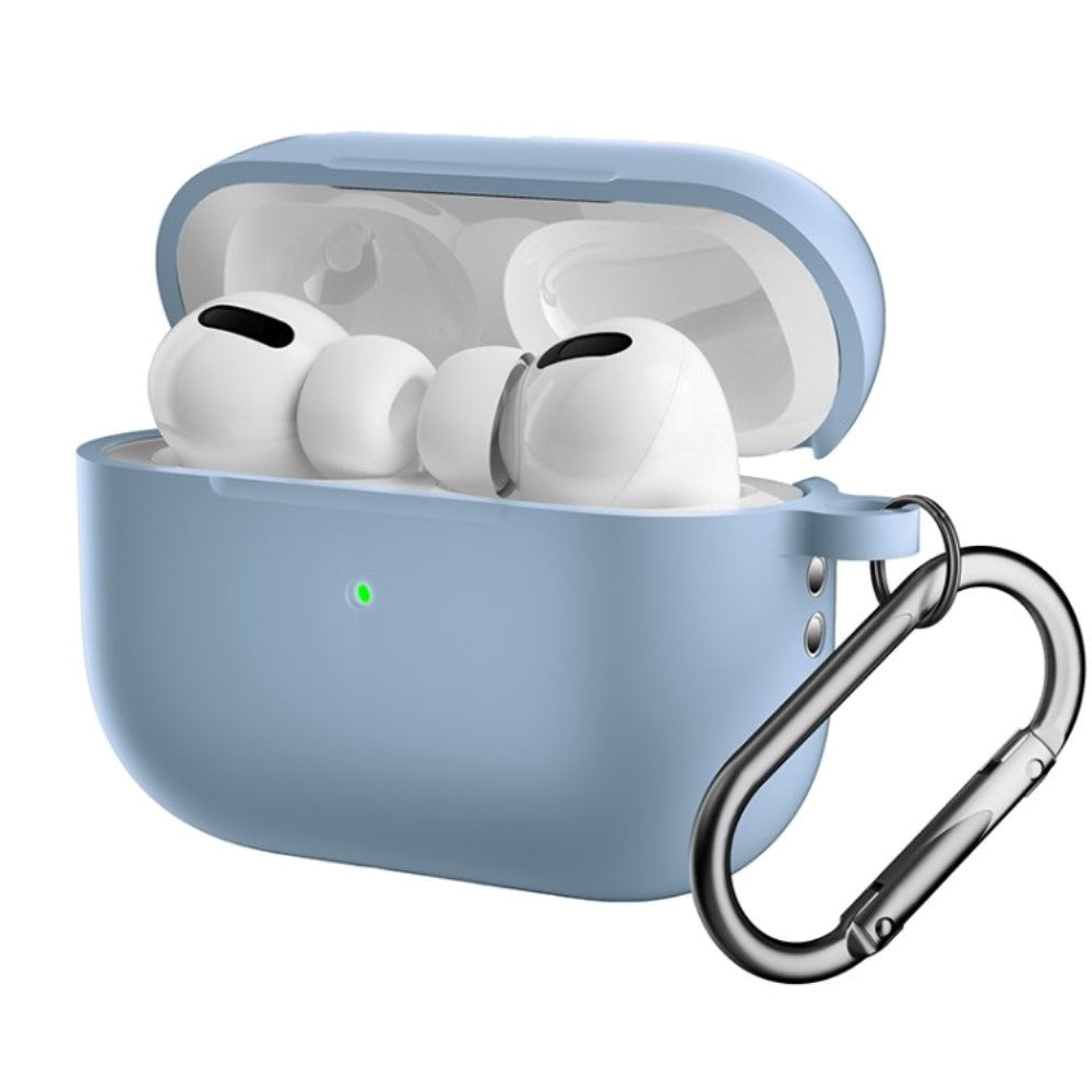 Apple Airpods Pro 2nd Gen (2022) Silikondeksel med Karabinkrok - Lyse Blå